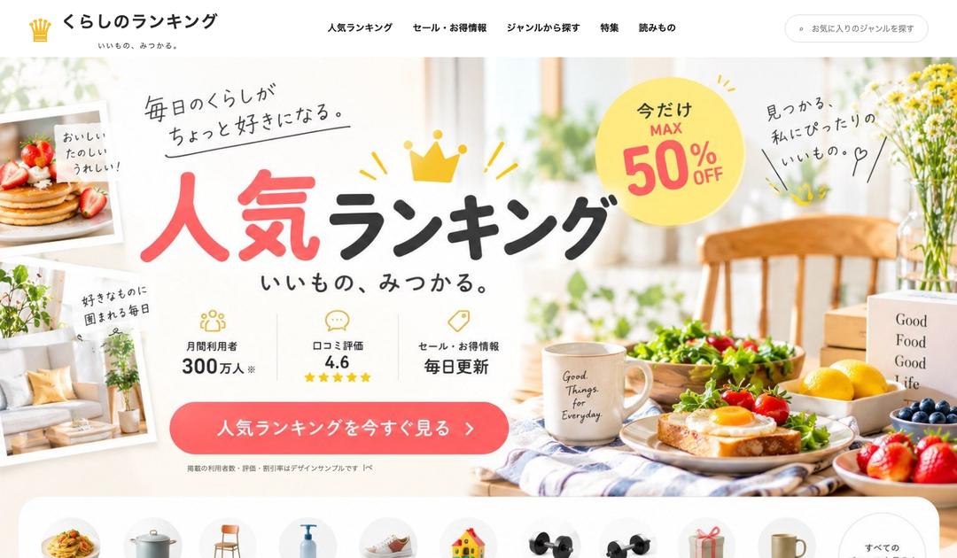 ランキング物量型の見本 くらしのランキング